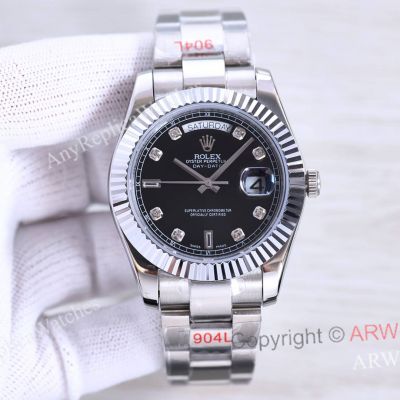 Best Copy Rolex Daydate 41mm Black Baguette Diamond Automaitc Watches